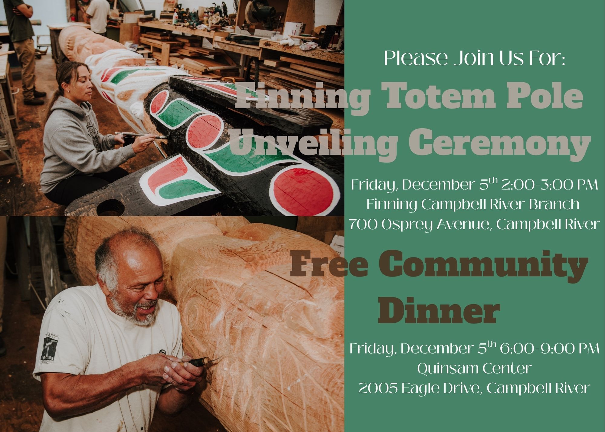Finning Totem Pole Unveiling Ceremony & Community Dinner